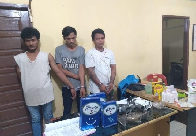 Trio Maling Beraksi di Toko Kiddle Mart Desa Pon Terekam CCTV Saat Beraksi, Diringkus Polisi