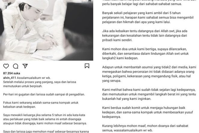 Perpisahan Alvin Faiz dan Larissa Chou